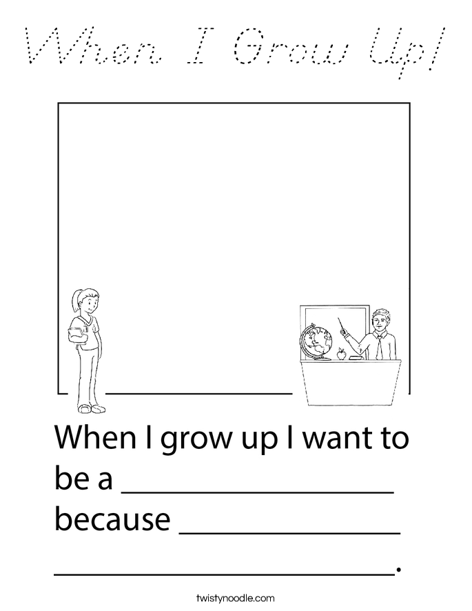 When I Grow Up Coloring Page D'Nealian Twisty Noodle
