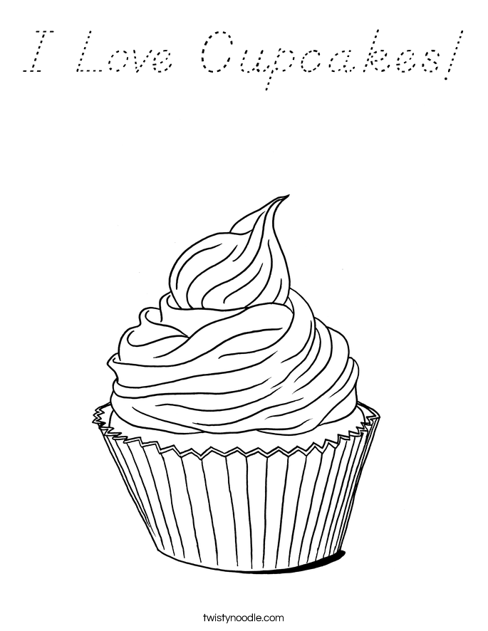 I Love Cupcakes! Coloring Page
