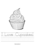 I Love Cupcakes Handwriting Sheet