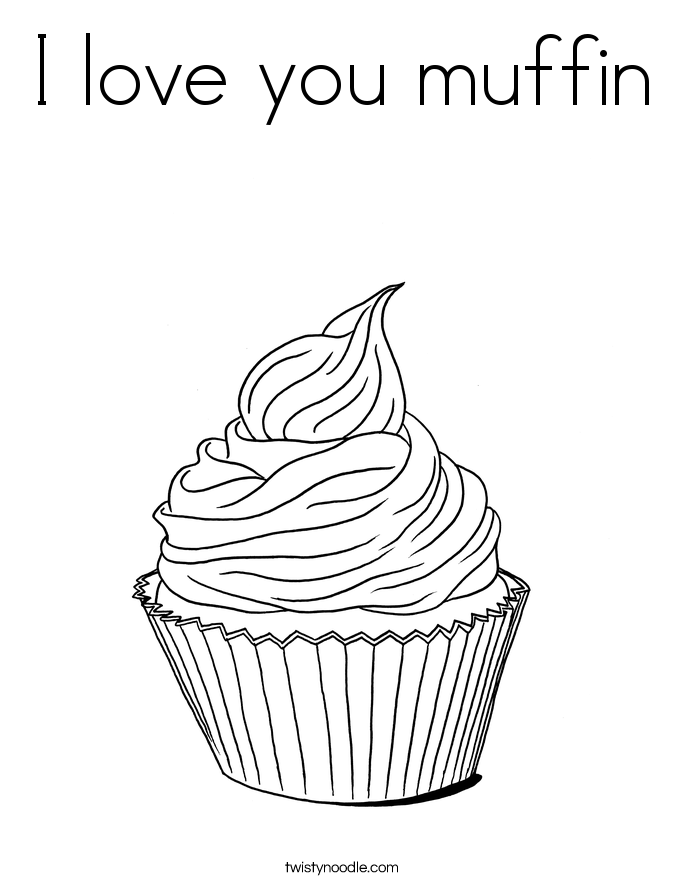 I love you muffin Coloring Page