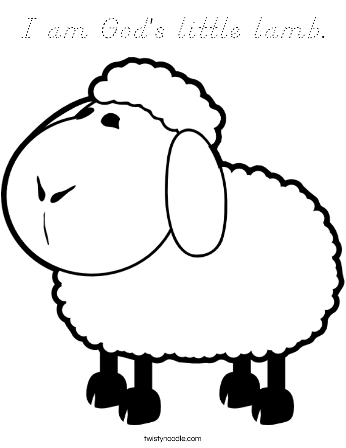 I am God's little lamb. Coloring Page