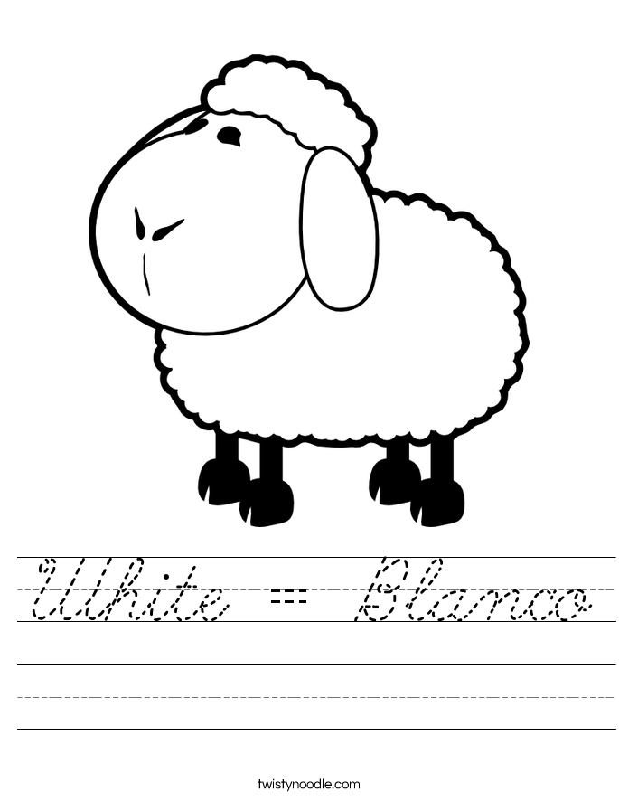 White = Blanco Worksheet