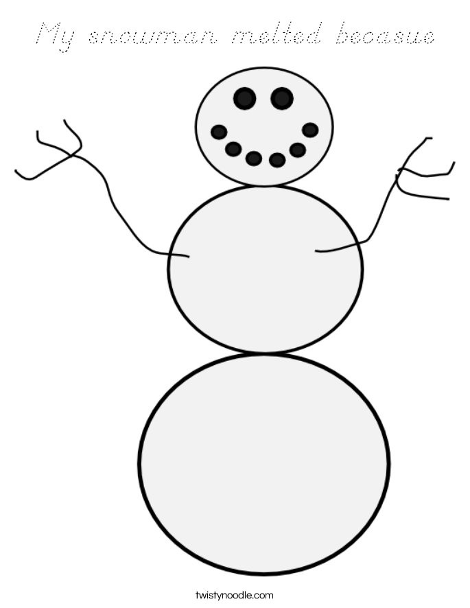 My snowman melted becasue Coloring Page
