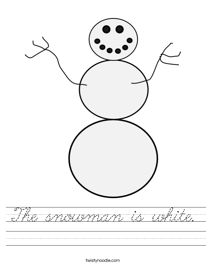 The snowman is white. Worksheet