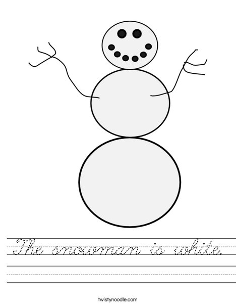 White Snowman Worksheet