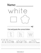 White starts with Handwriting Sheet