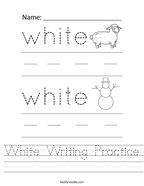 White Writing Practice Handwriting Sheet