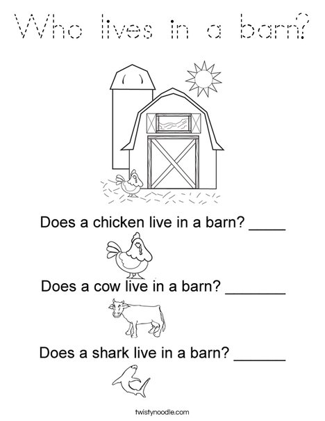 Who lives in a barn? Coloring Page