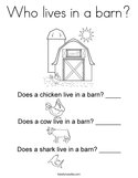 Who lives in a barn Coloring Page