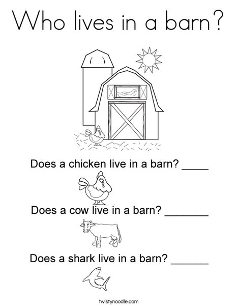 Who lives in a barn? Coloring Page