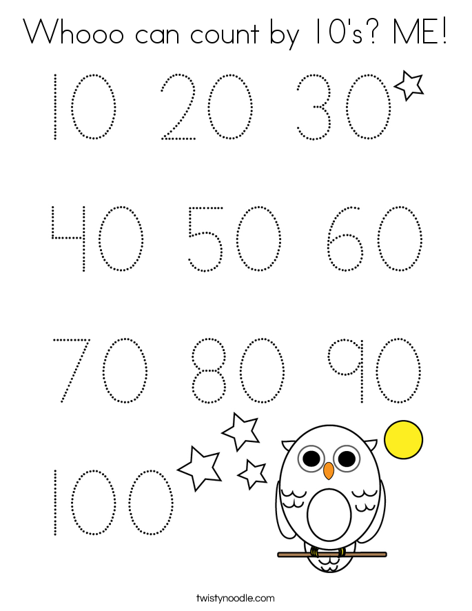 Whooo can count by 10's? ME! Coloring Page