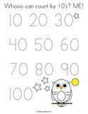 Whooo can count by 10's ME Coloring Page