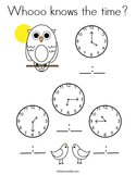 Whooo knows the time Coloring Page