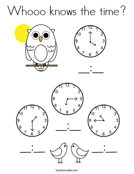Whooo knows the time? Coloring Page