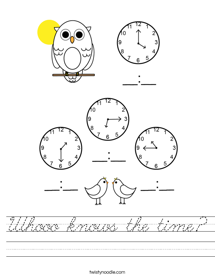 Whooo knows the time? Worksheet