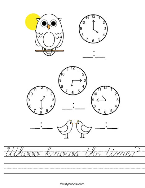 Whooo knows the time? Worksheet