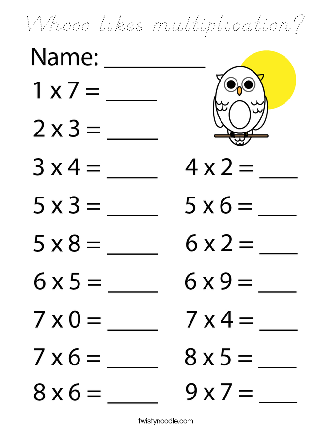 Whooo likes multiplication? Coloring Page