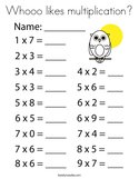 Whooo likes multiplication Coloring Page