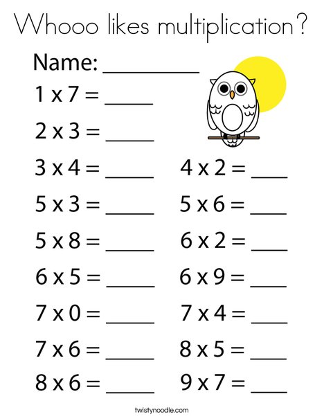 Whooo Likes Multiplication? Coloring Page