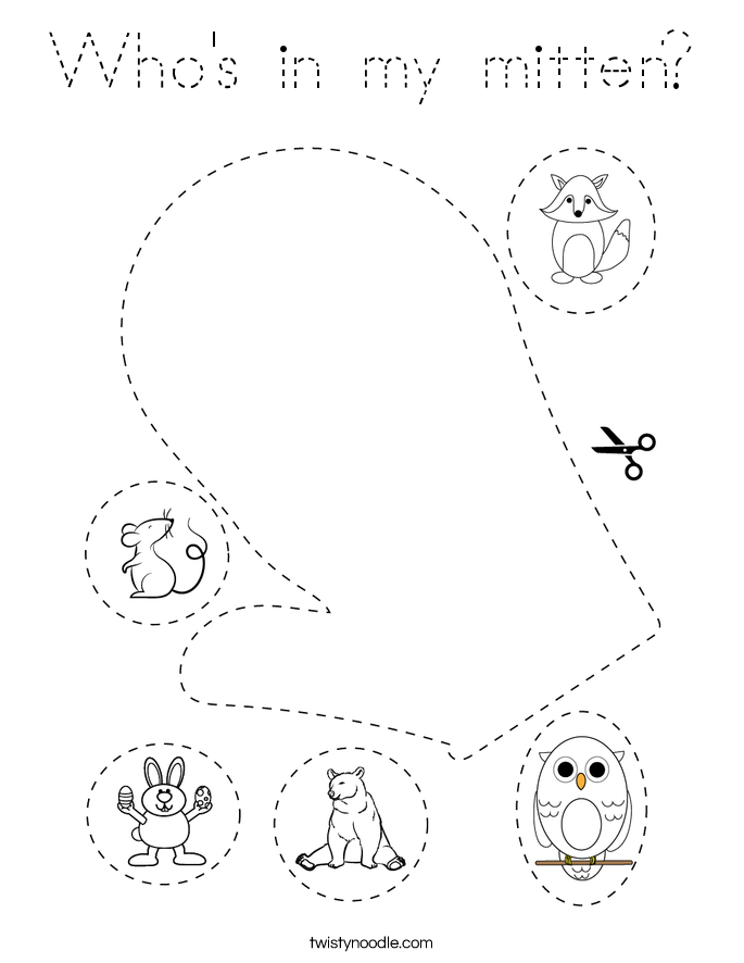 Who's in my mitten? Coloring Page