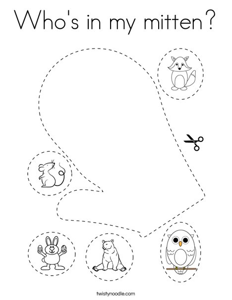 Who's in my mitten? Coloring Page