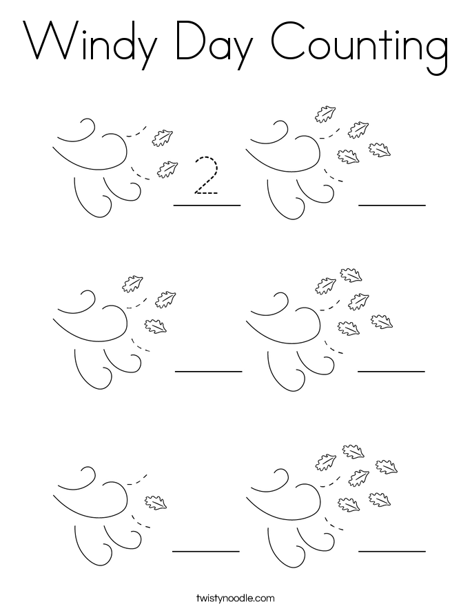 Windy Day Counting Coloring Page