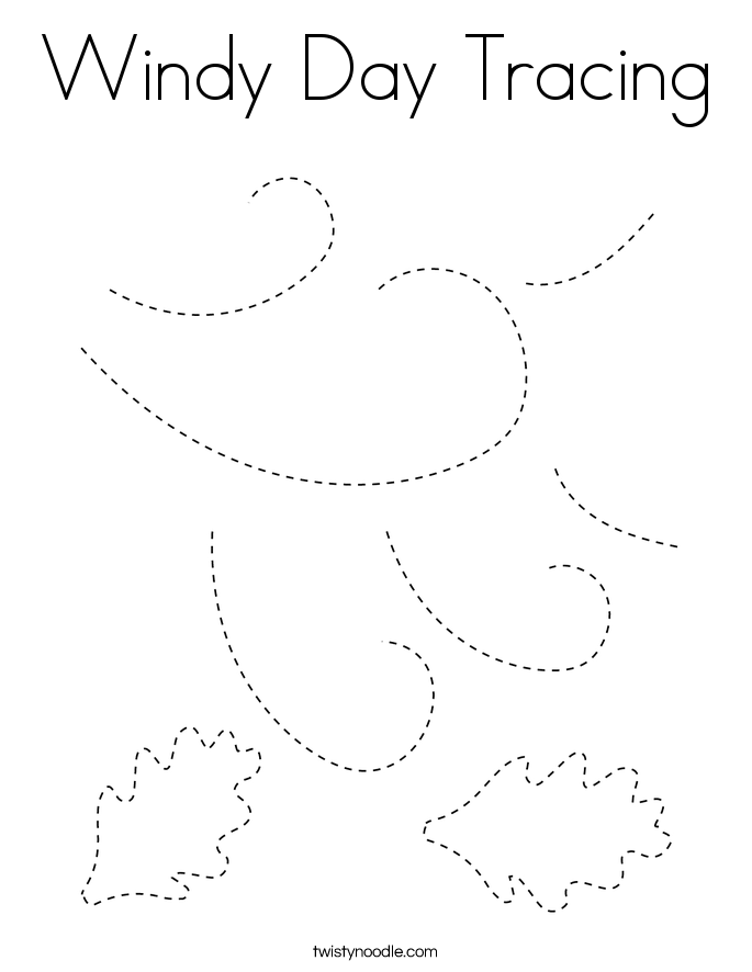 Windy Day Tracing Coloring Page