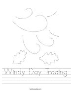Windy Day Tracing Handwriting Sheet