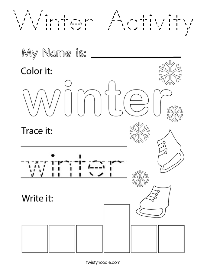 Winter Activity Coloring Page