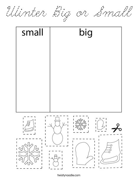 Winter Big or Small Coloring Page