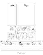 Winter Big or Small Handwriting Sheet