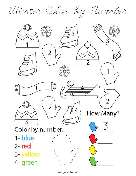 Winter Color by Number Coloring Page