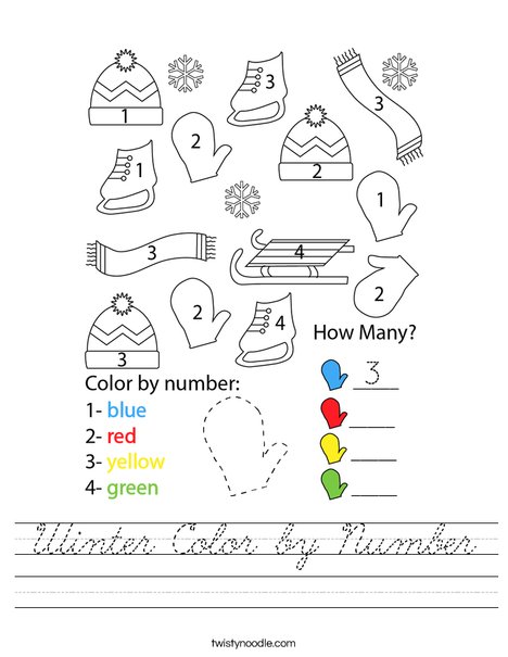 Winter Color by Number Worksheet