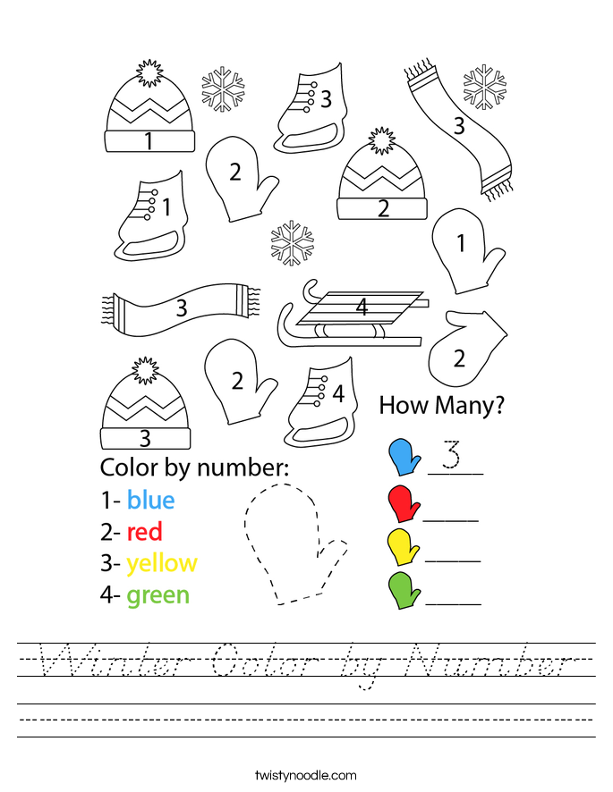 Winter Color by Number Worksheet