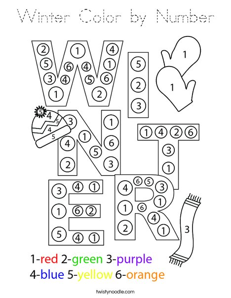 Winter Color by Number Coloring Page