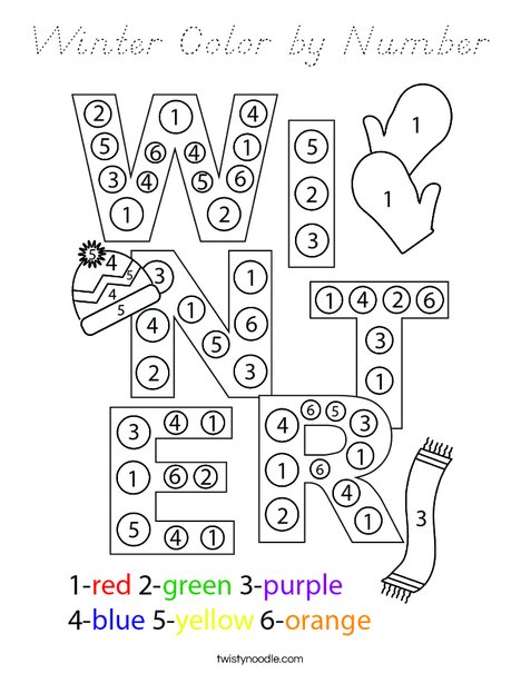 Winter Color by Number Coloring Page