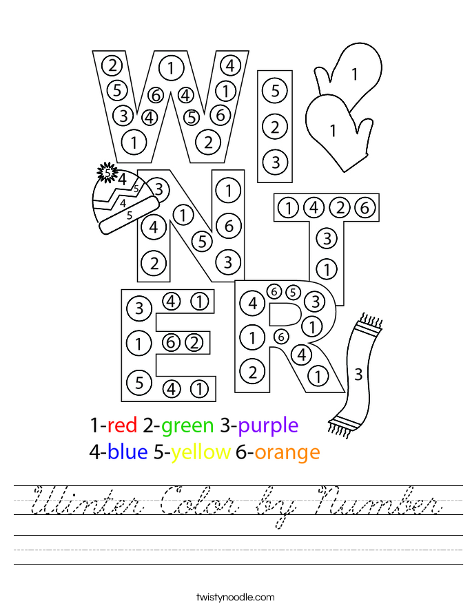 Winter Color by Number Worksheet