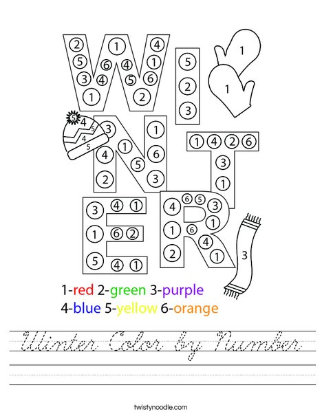Winter Color by Number Worksheet