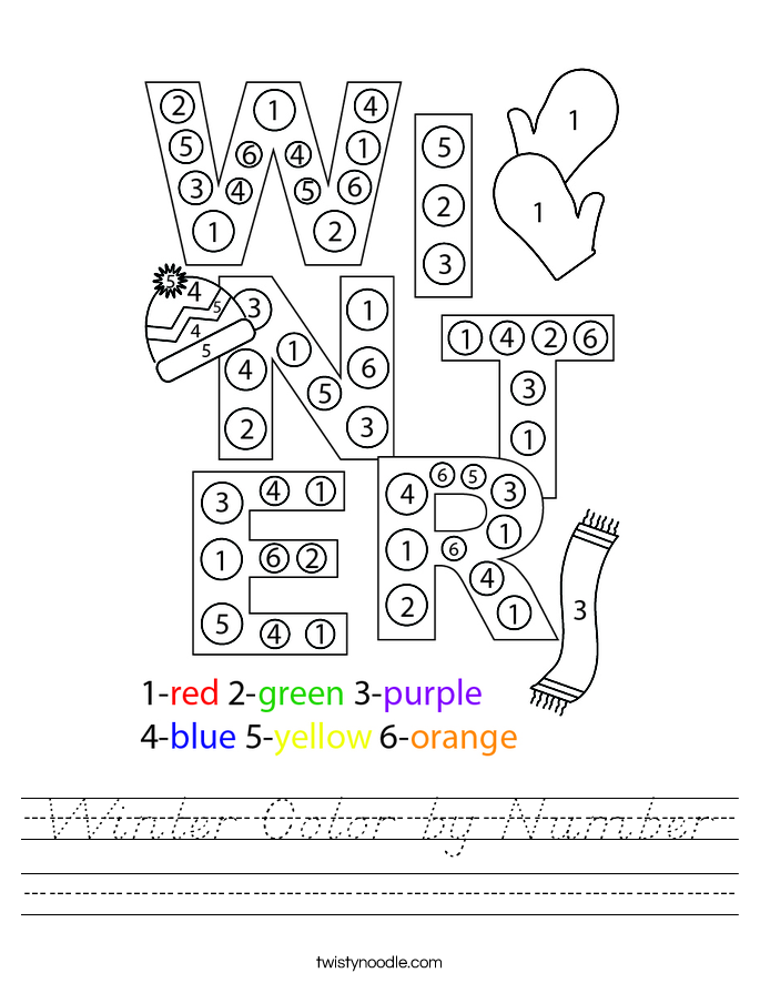 Winter Color by Number Worksheet
