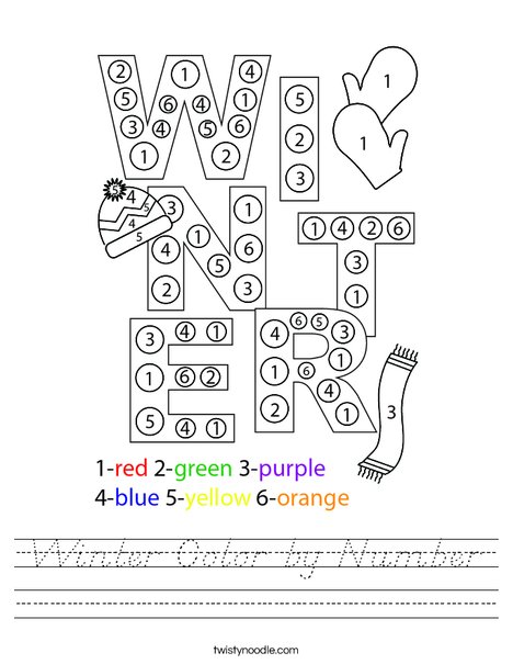 Winter Color by Number Worksheet