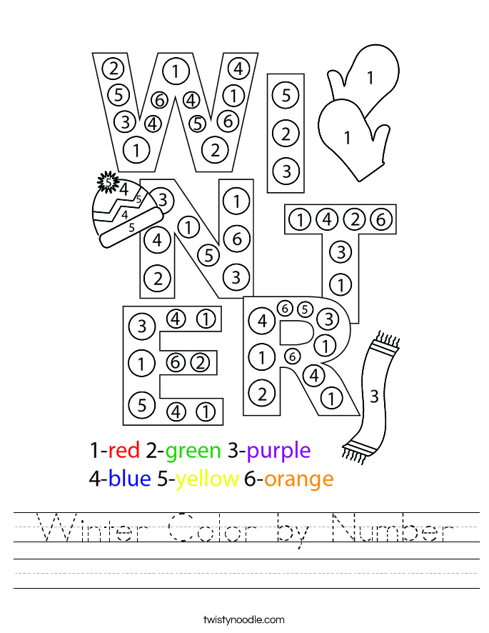 Winter Color by Number Worksheet