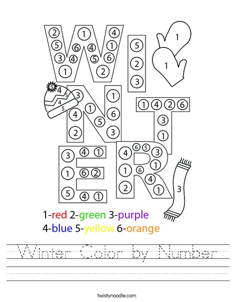 Winter Color by Number Worksheet