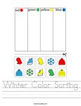 Winter Color Sorting Worksheet