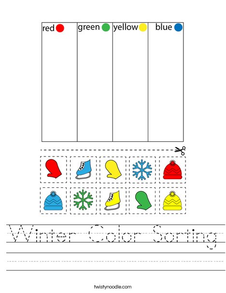 Winter Color Sorting Worksheet Twisty Noodle Winter Color Sorting Worksheet Twisty Noodle