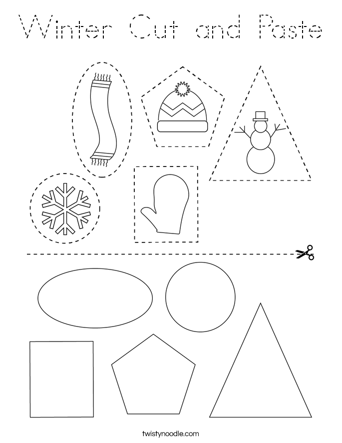 Winter Cut and Paste Coloring Page
