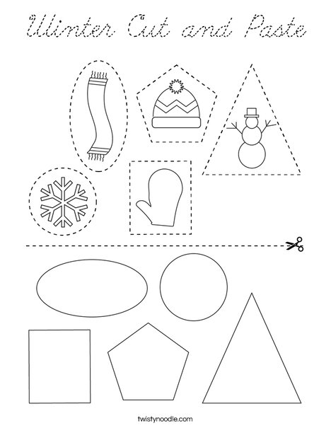 Winter Cut and Paste Coloring Page