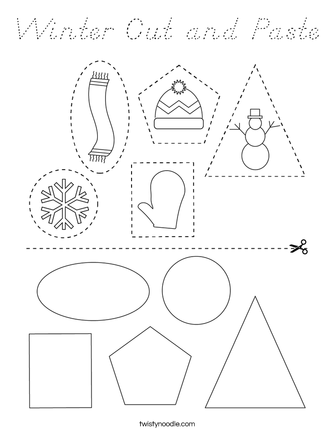 Winter Cut and Paste Coloring Page