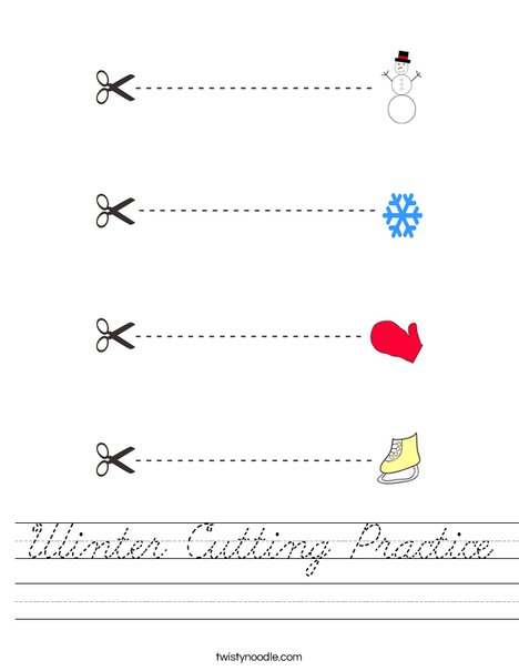 Winter Cutting Practice Worksheet