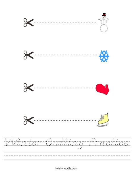Winter Cutting Practice Worksheet