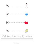 Winter Cutting Practice Handwriting Sheet